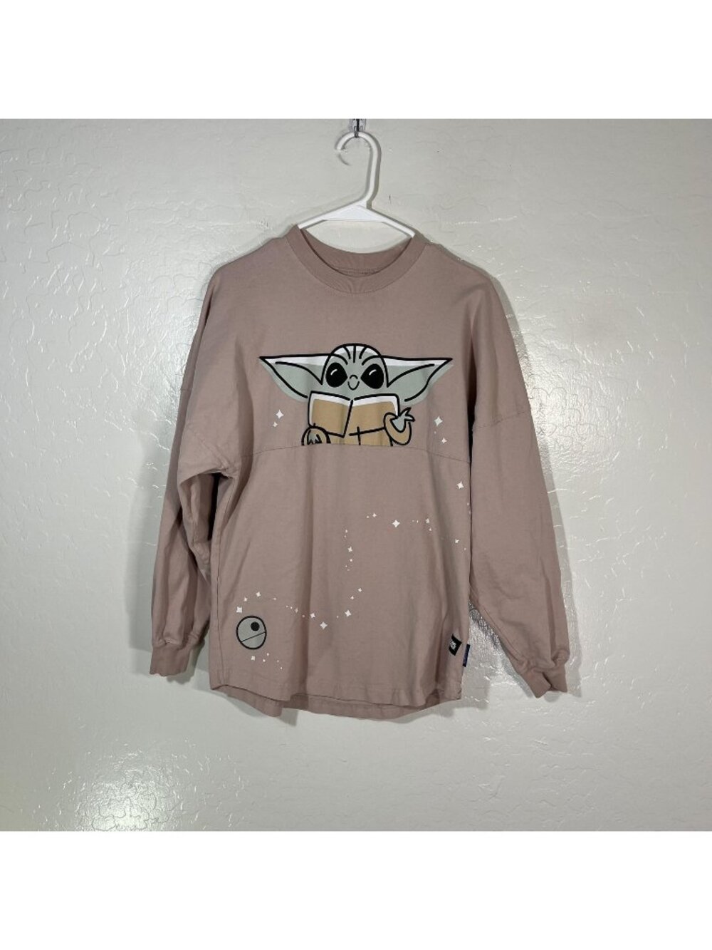 Star Wars Shirt Womens XS Pink Grogu Baby Yoda Spirit Jersey Long Sleeve Top